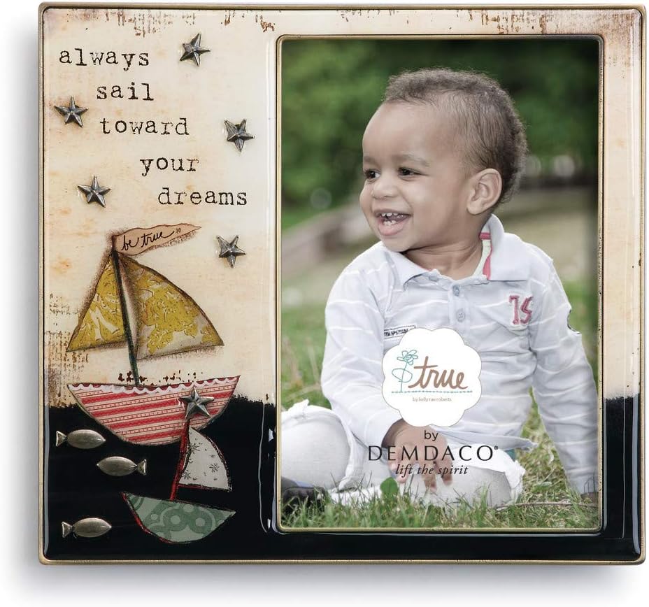 DEMDACO Sailboat 7 x 6.5 Enamel with Metal Accents Picture Frame