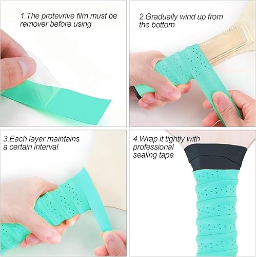 Miniatura 3 de 6 cintas de agarre de paleta de pickleball antideslizantes, perforadas, superabsorbentes, mango de agarre de pickleball para remo de pickleball