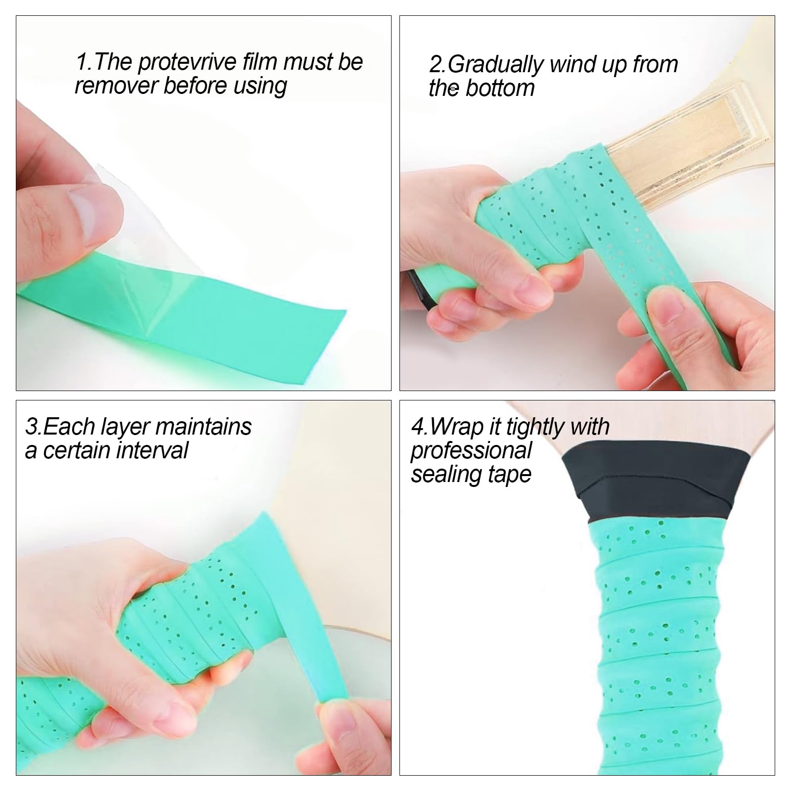 6 Stück Griffband Tennisschläger, Vorgeschnittenes Tennis Griffband, Ersatzband für Badmintonschläger und Squash Schläger (Blau, Lila, Grün, Orange, Rosa, Cyan)