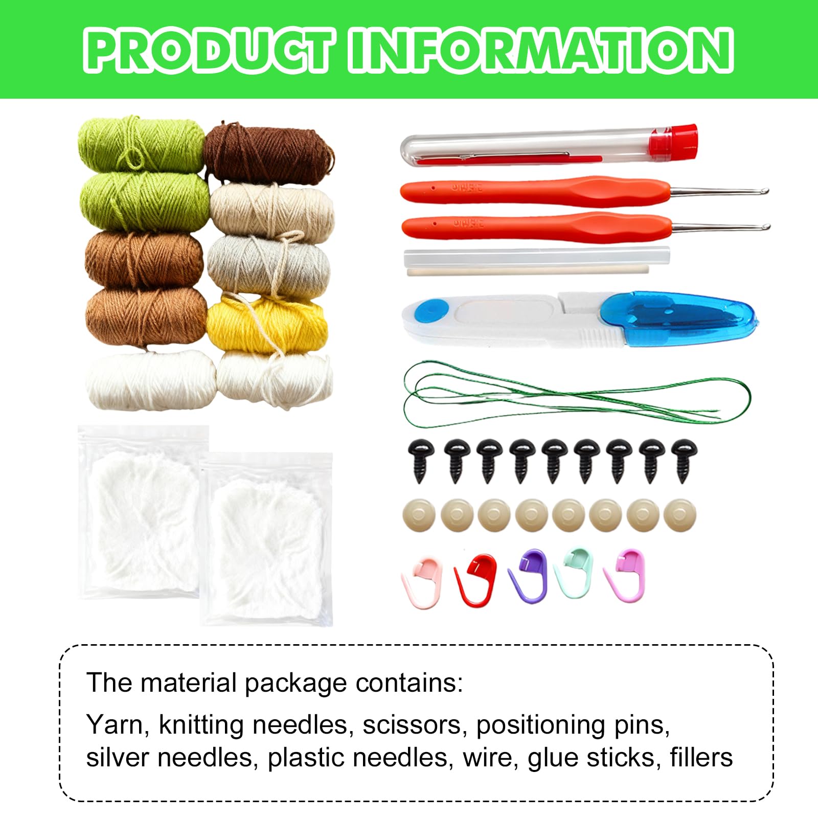 BAIFULAI Kaktus Hänge Häkeln Starter Kits Erwachsene: Häkelset für Anfänger mit Häkelnadeln, Garn und Füllung, DIY-Handarbeiten Häkel Set mit Anleitung und Schritt-für-Schritt-Video-Tutorials