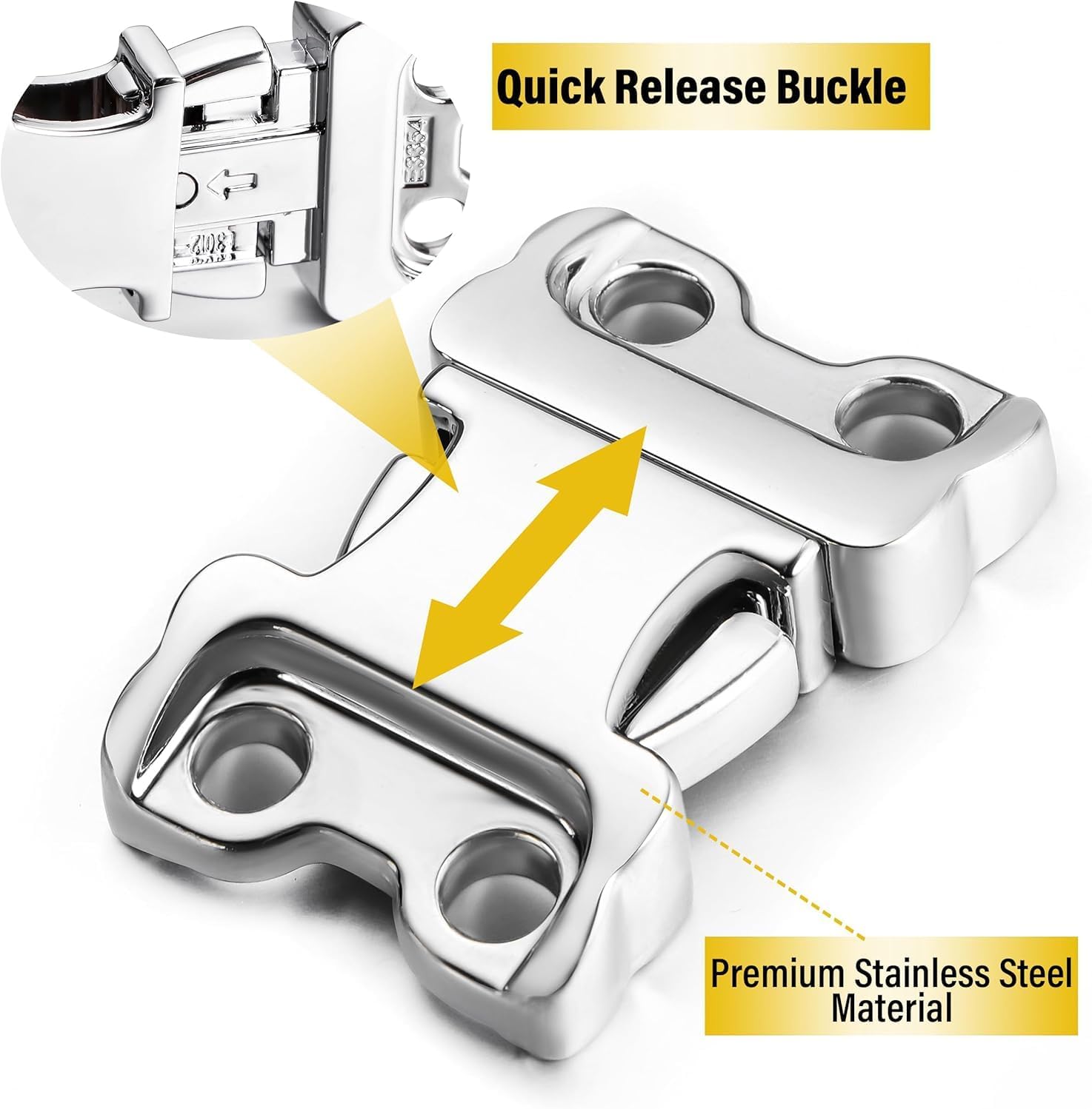 Dog Collar Buckle, Quick Release Stainless Steel Buckle for Small Medium Large Dog Training Collar (2.25mm) - Image 2