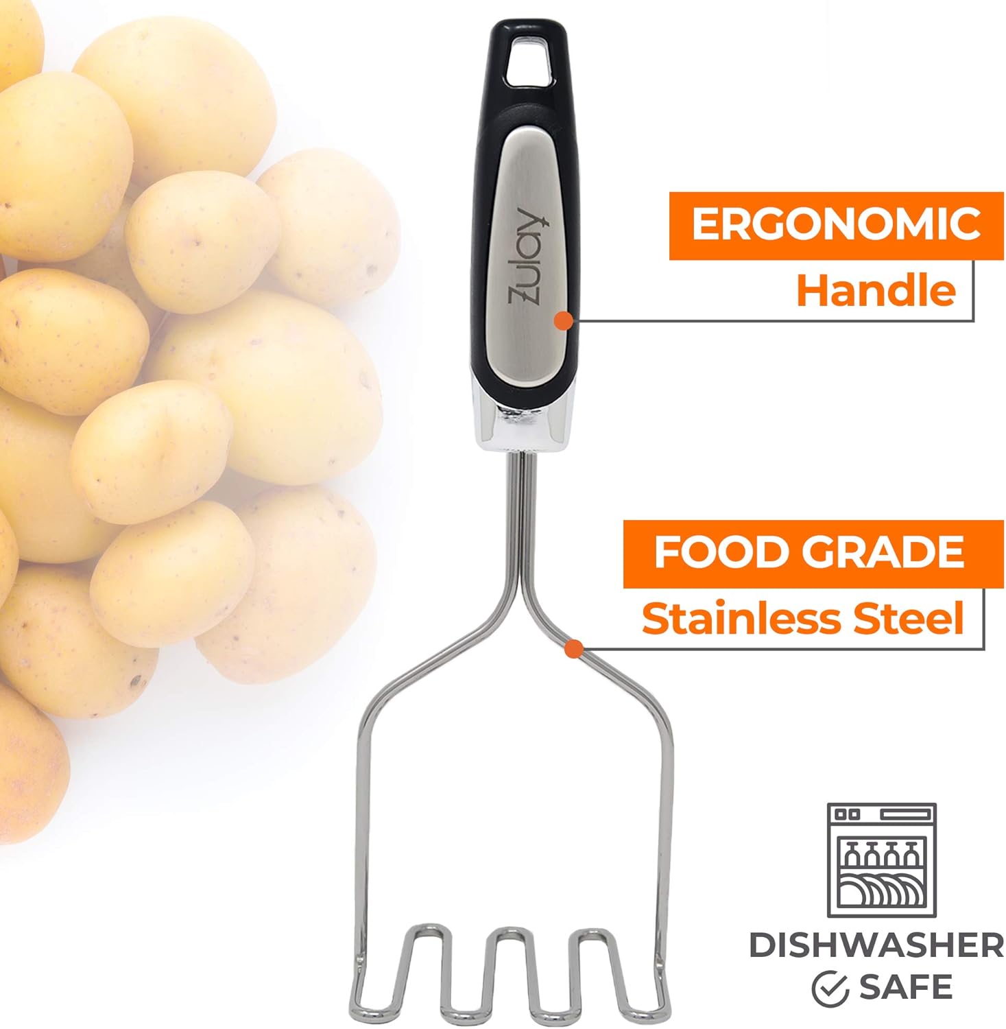 Buy Potato Masher Stainless Steel Premium Masher Hand Tool And Potato Smasher Metal Wire Utensil For Best Mash For Bean Avocado Egg Mini Mashed Potatoe Banana Other Food By Zulay