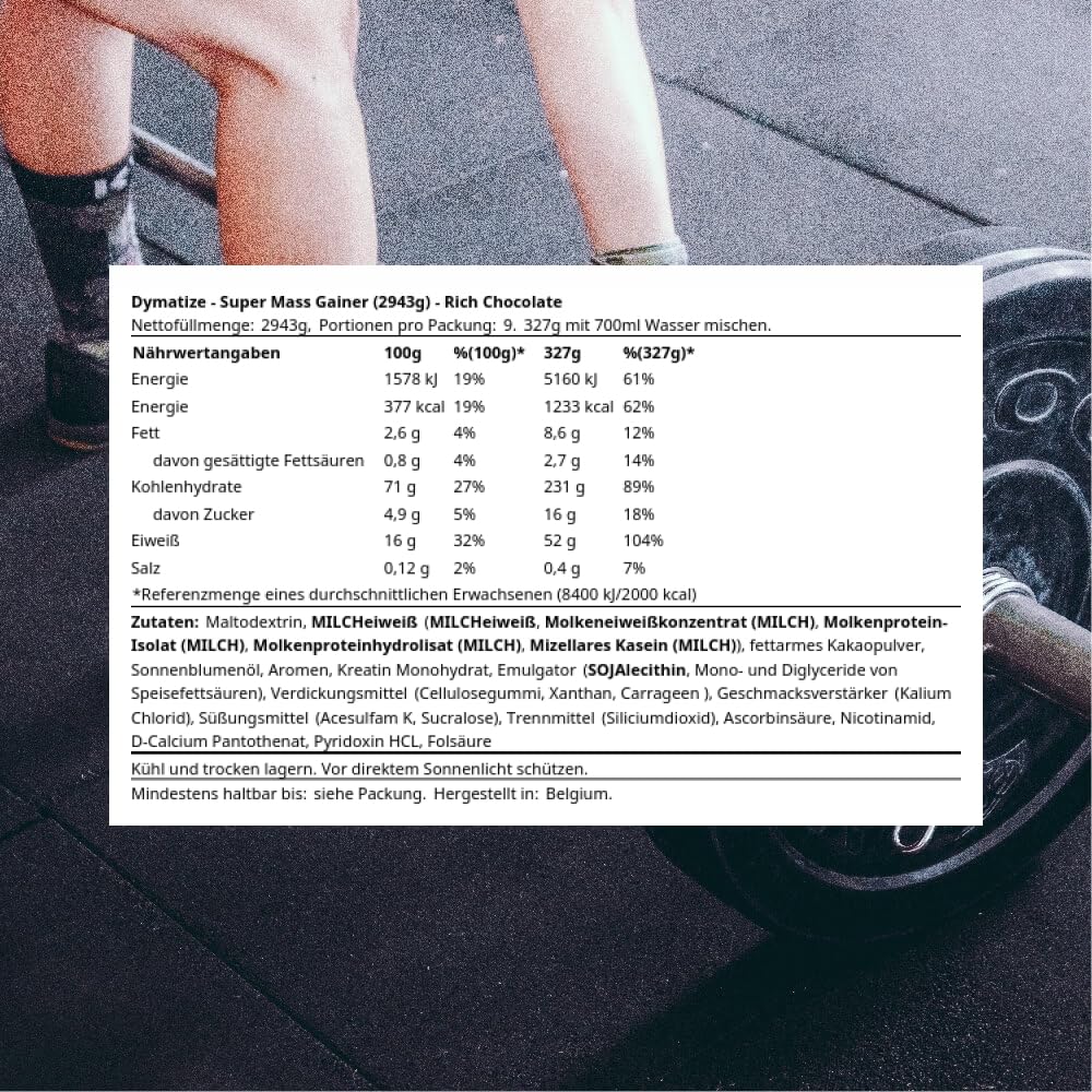 Dymatize Super Mass Gainer Rich Chocolate 2,9kg - Polvo Para Ganar Peso + Carbohidratos, BCAA y Caseína