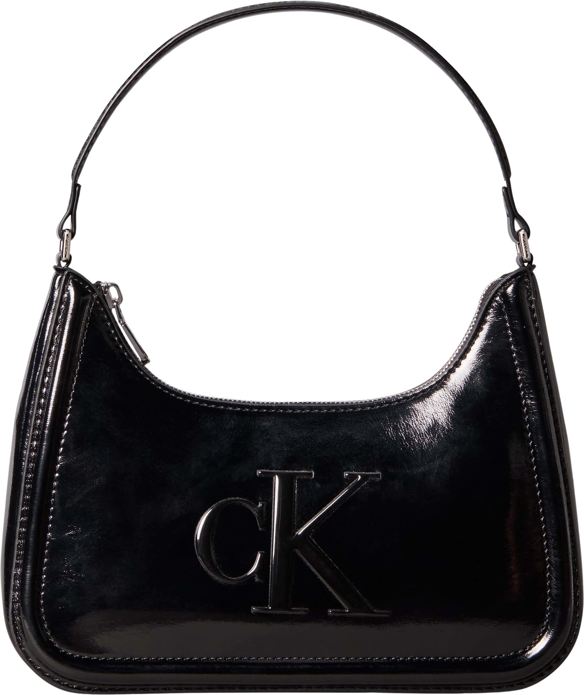 Calvin Klein Women's BOLD CK METALLIC SHOULDER BAG LV04F3332G Crossover, Black (Black), One Size