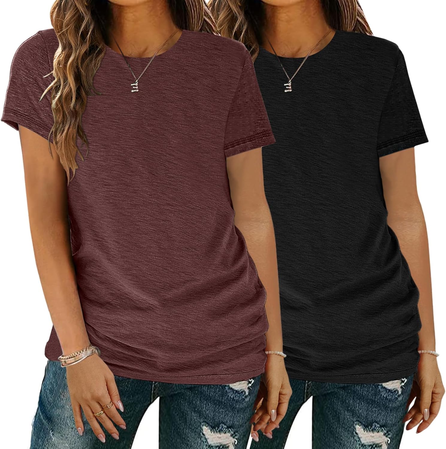 Basic Tops for Women Short Sleeve Crewneck Shirts Loose Fit Tshirts Summer Casual Fashion Soft Tees S-XXL