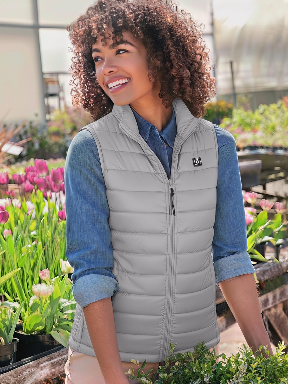 UNBON Gilet Riscaldato Donna, Giubbotto Riscaldato Donna con Batteria USB 10000mAh, Giacca Riscaldata con 3 Temperatura 6 Zone di Calore, Gilet Giubbotto Termico Riscaldante Invernale