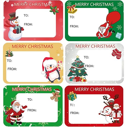120Pack Christmas Labels Stickers 65 x 45mm Christmas Name Gift Label Xmas Tags Sticker Self-Adhesive Christmas Sticky Labels for Present Cards