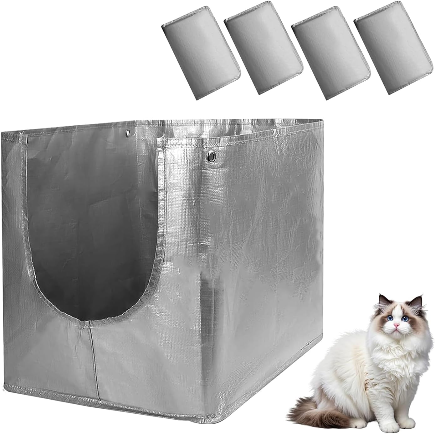 4 Pack Liner F Compatible with Flip Litter Box,Reusable Flip-top Litter Box Liners F-Type,18.5 x 13.5 x 14H in (4 Pack)