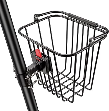 CXWXC Scooter Basket with Handle- Quick Release Front Bike Basket for E-Scooters - Bicycle Baskets with Fixed Bracket Fits Folding Bikes, Kick and Knee Scooters