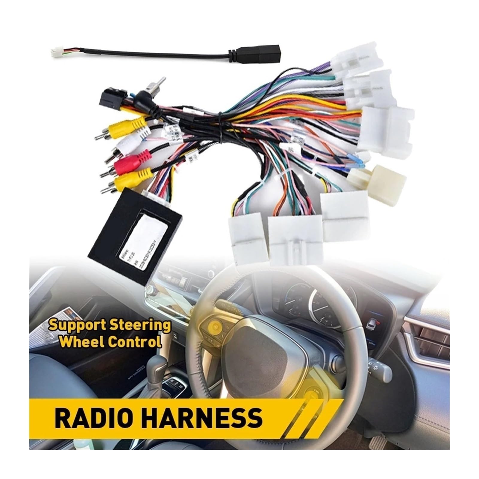 Adaptador de arnés de cableado para caja CANbus, arnés de cableado de radio, cable de alimentación de audio estéreo para automóvil, compatible con Toyota RAV4 2013-2015