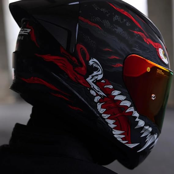 YYK LS2 Rapid 2 Race Kaiju Mat Black-Red-White Helmet - Strengthen Your Driving Pleasure with Modern Design, Superior Safety and High Comfort