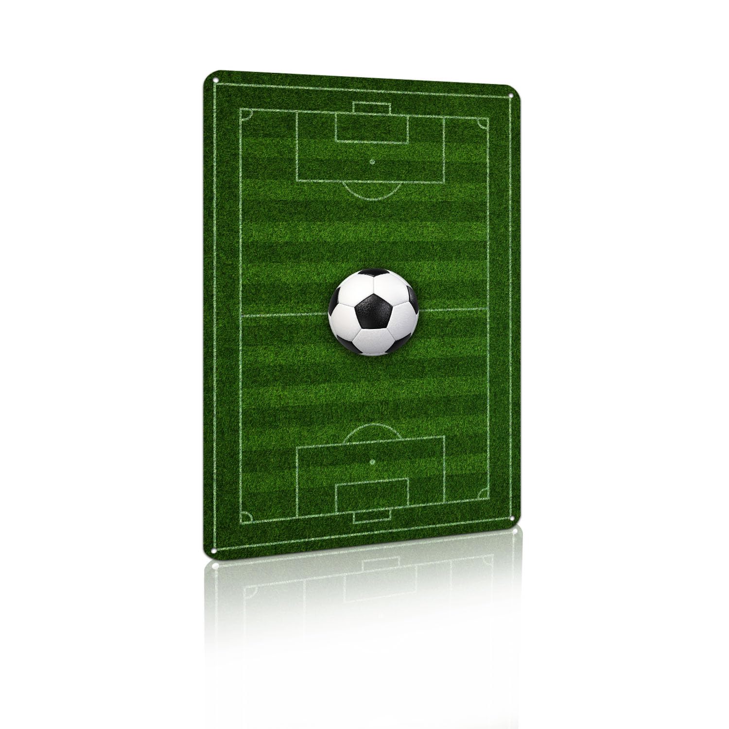 "Football Pitch & Ball" Realistic Football Metal Aluminum Sign Wall Decor for Dorm Room, Living Room, Rec Room, Stadium, Patio - 8x12 Inches Sporty Decor (26047)