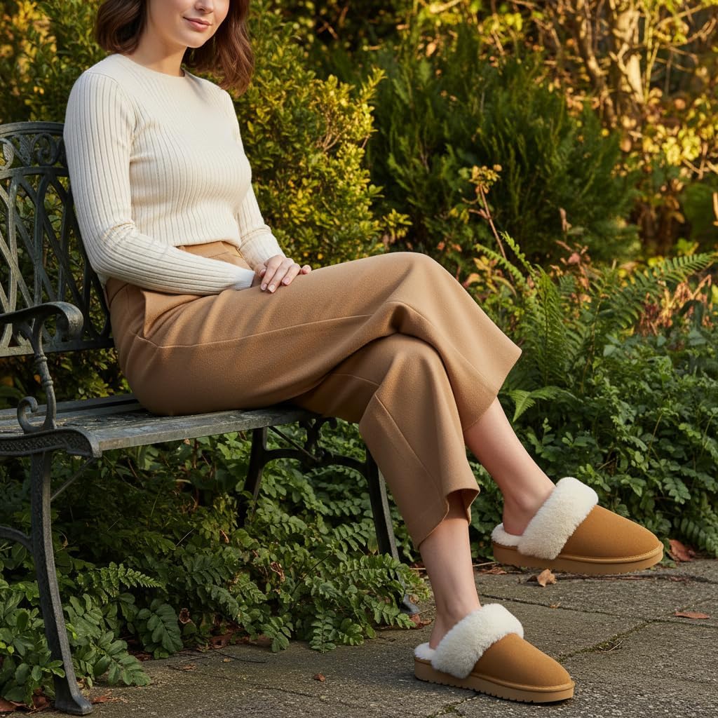 CUSHIONAIRE Hush Cozy Womens Slippers with Faux Fur Lining - Slip On Comfortable Mule House Slippers for Women Indoor and Outdoor - Image 6