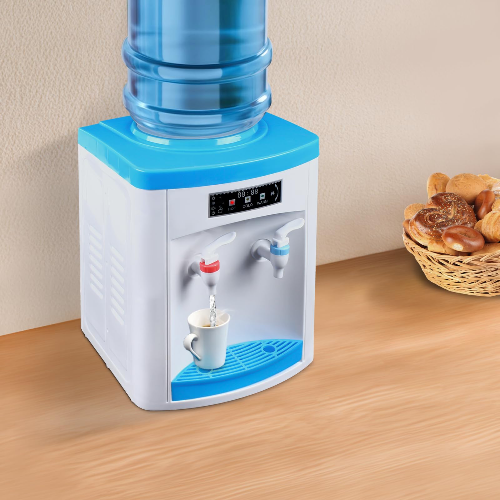 Elektryczny dystrybutor wody, dystrybutor gorącej wody zimnej | 220 V, 550 W, mini dozownik wody, do domu, kuchni i biura, 1,1-4,9 gal butelki na wodę