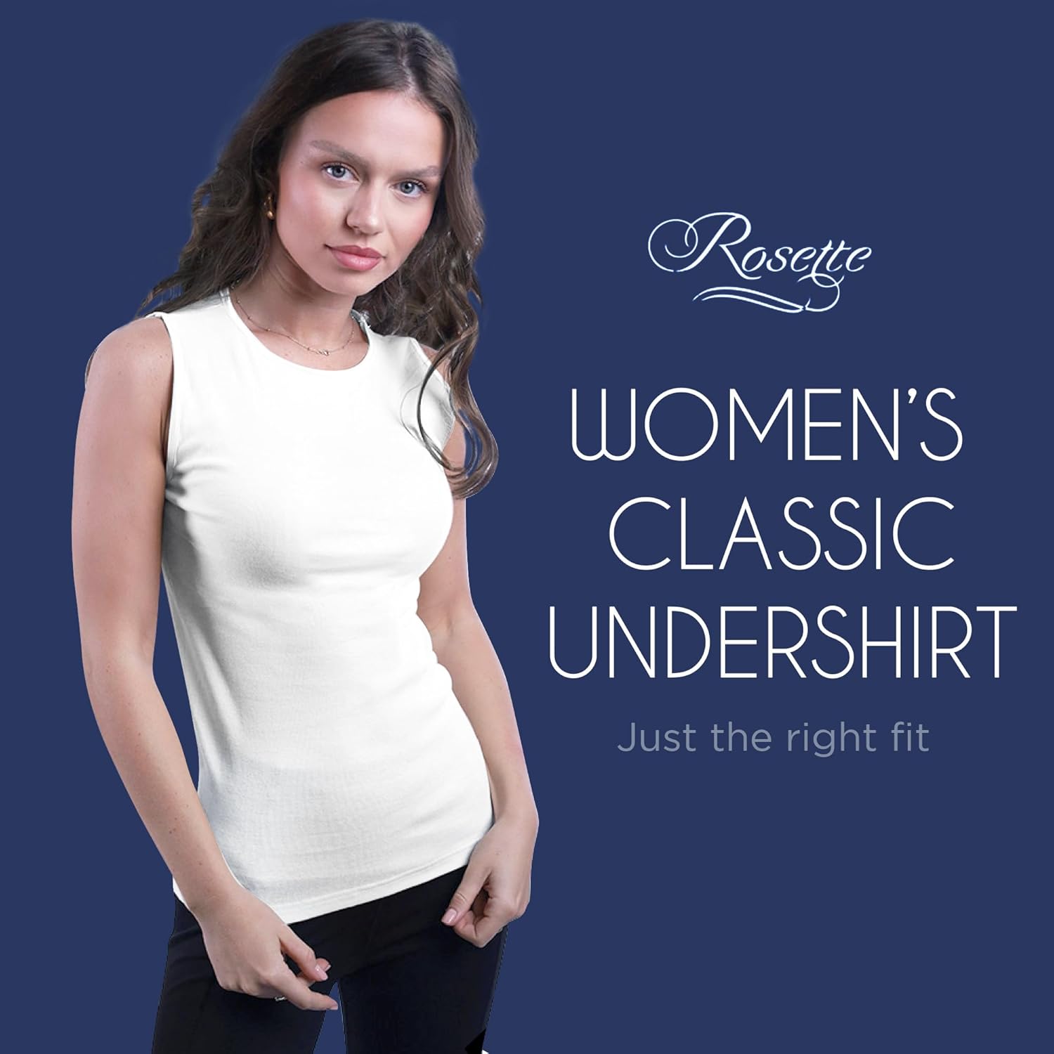 Women’s Sleeveless Undershirt - Layering Cotton Tank Top– High Neck Camisole, Full Shoulder Design White - Image 2