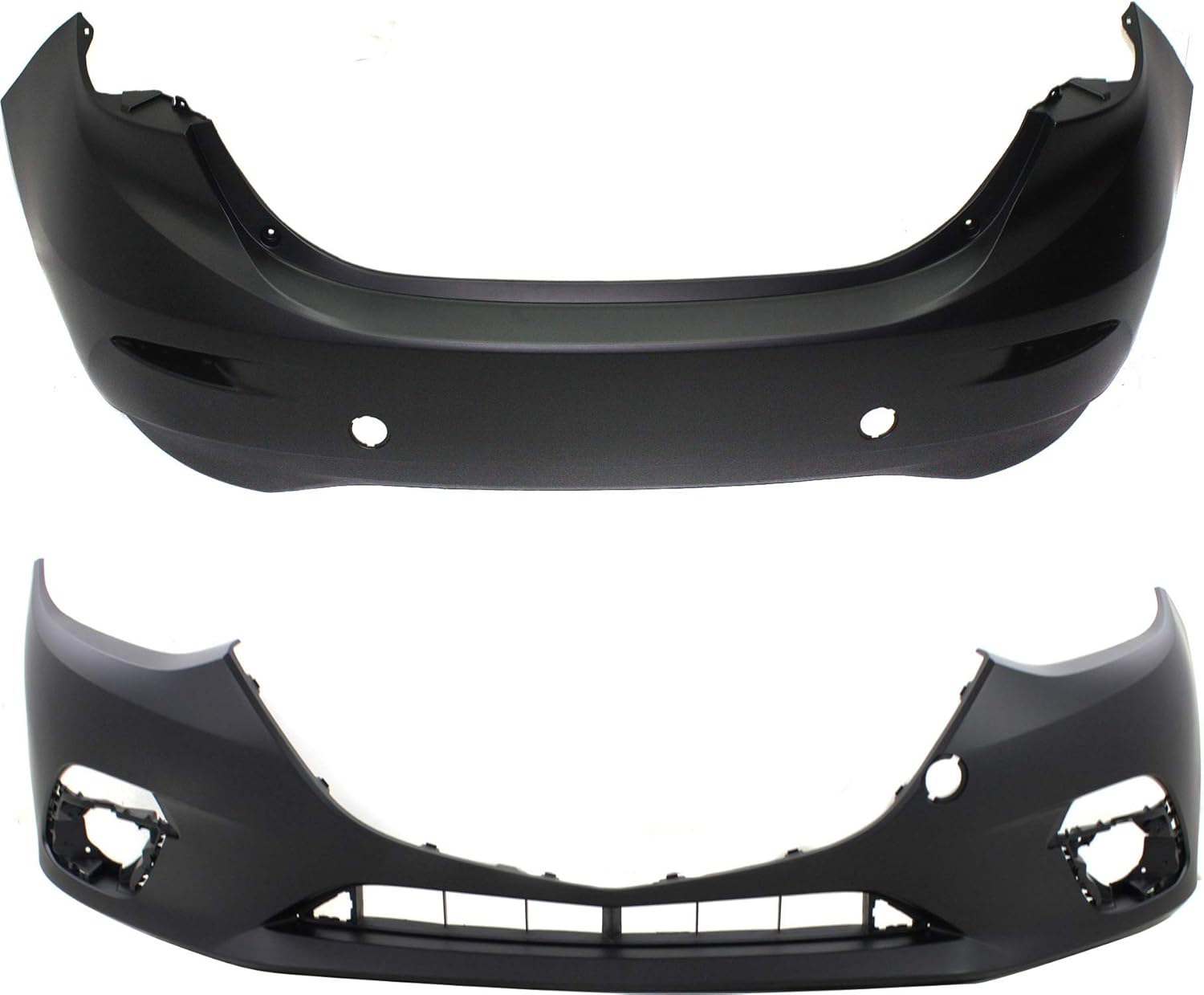 Garage-Pro Front Bumper Cover and Rear Bumper Cover for 2014-2016 Mazda 3, Primed, Sedan, Set of 2