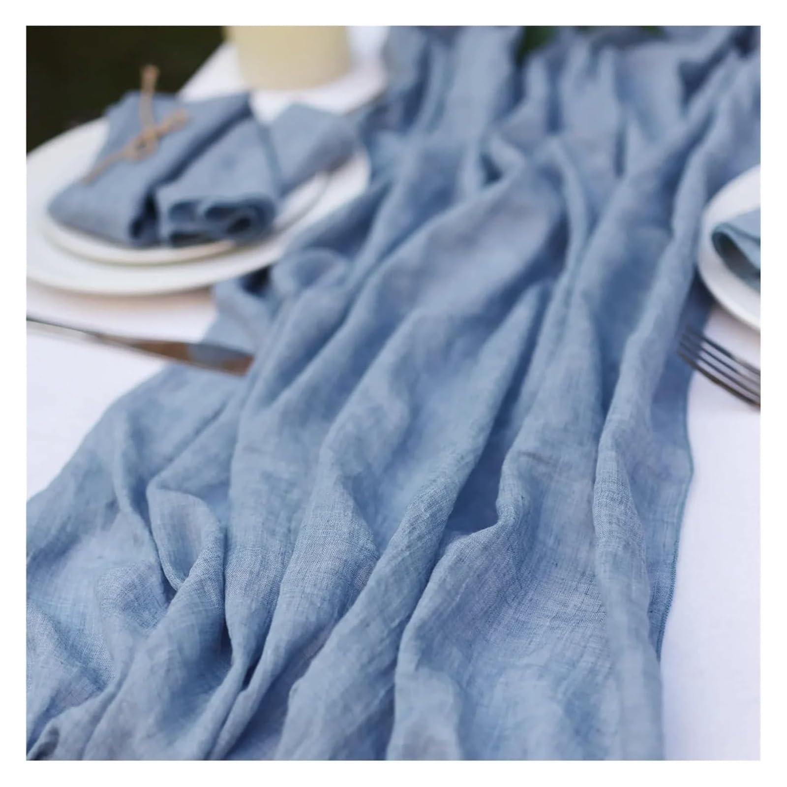 Cotton Table Napkins, Cheesecloth Voile Cotton Table Runner Multicolor Multiple Sizes(Blue,70X300cm)