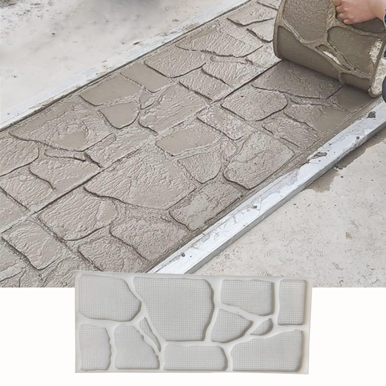 Stampi per Cemento 60x30 cm, Modello Decorativo Pietra per Giardino/Piazzale, Stampa Percorsi Fai da Te - Attrezzo da Impronta Strutturata per Pavimentazioni Esterne
