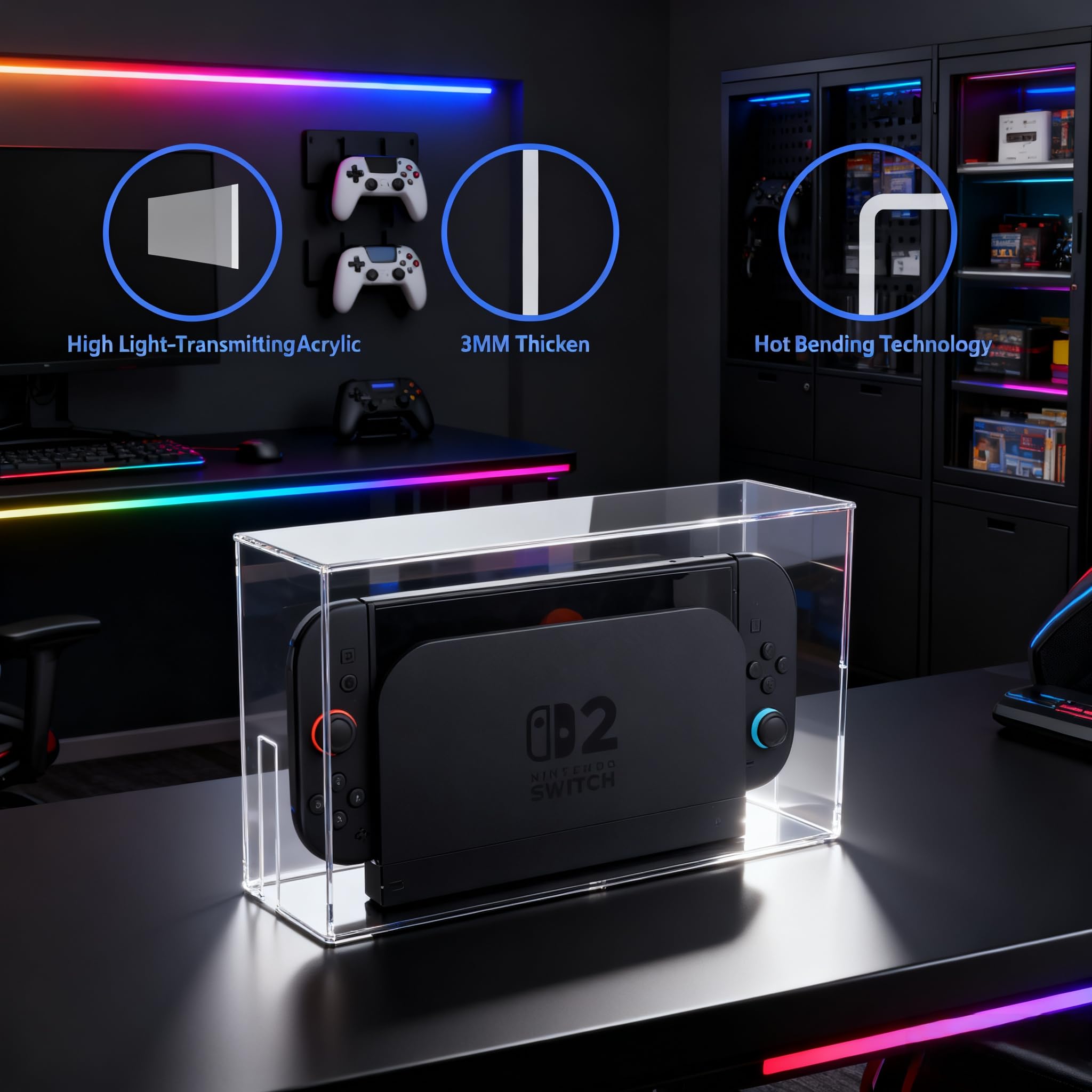 Housse Anti-poussière Transparente pour Nintendo Switch 2, pour Switch et pour Switch OLED – Anti-Rayures, étanche, étui de Protection Transparent et boîte d’Affichage
