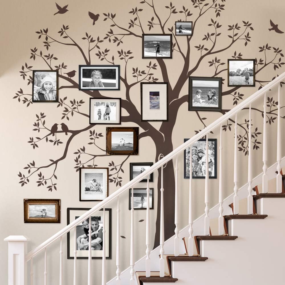 Staircase Family Tree Wall Decal Tree Wall Decal - (Chestnut Brown, Standard Size: 109.5 w x 105 h Inch) - by Simple Shapes ®