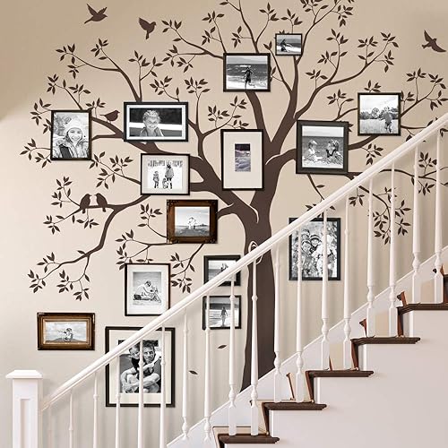 Miniatura 7 de Vinilo decorativo para pared de árbol genealógico de escalera (negro, tamaño pequeño 92 pulgadas de ancho x 88 pulgadas de alto) Simple Shapes