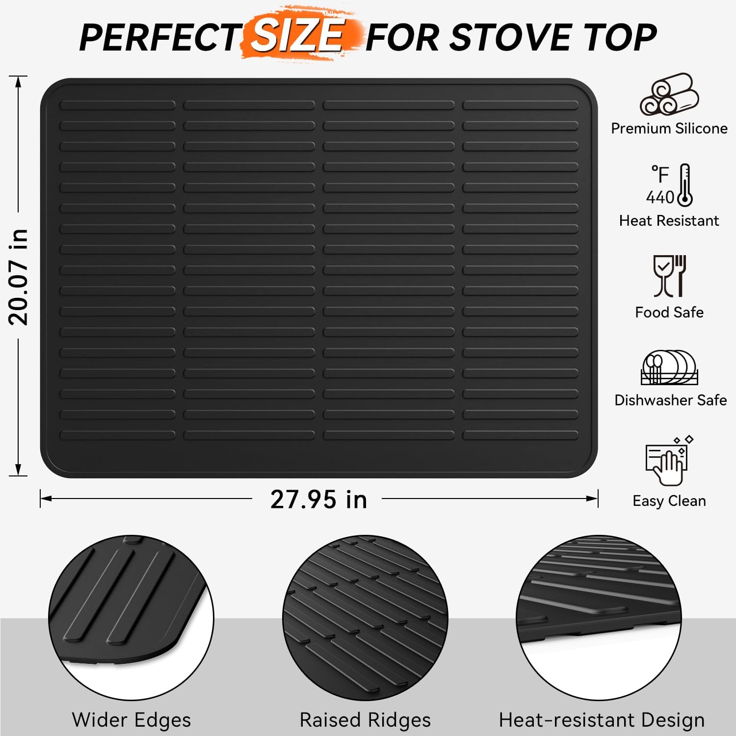 Silicone Stove Top Covers for Electric Stove -28x20 inches Heavy Duty Waterproof Glass Cooktop Protector, Silicone Mats for Kitchen Counter Oven Top Cover Dish Drying Mat