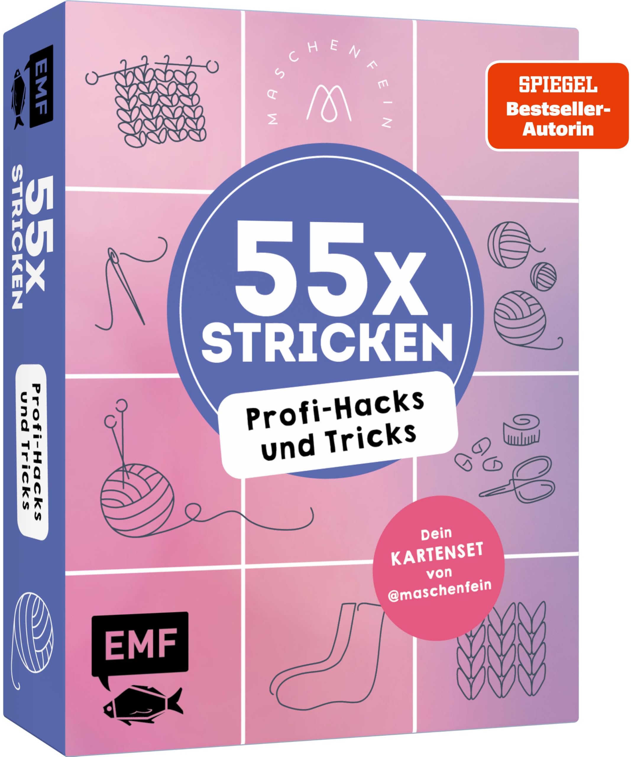 55 x stricken - Profi-Hacks und Tricks | Dein Kartenset von maschenfein: 55 Karten mit Schritt-für-Schritt-Anleitungen aller komplizierten Stiche | Für die Projekttasche, unterwegs oder zum Verschenken