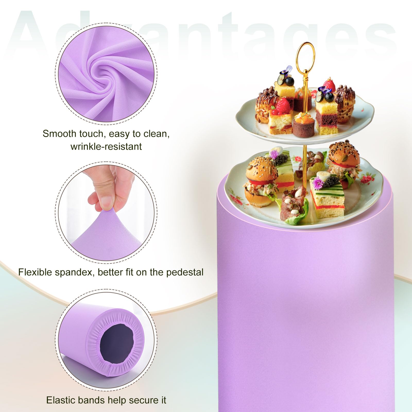 sourcing map Juego de 5 fundas cilíndricas de elastano para decoración de fiestas, bodas, cumpleaños, solo contiene cubiertas cilíndricas (tela elástica)