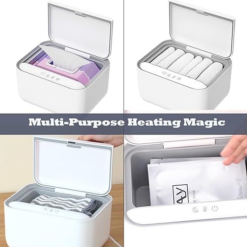 Miniatura 4 de Soporte dispensador de calentador de toallitas para bebés con control de temperatura envolvente de 3 niveles, contenedor con luz para toallitas,