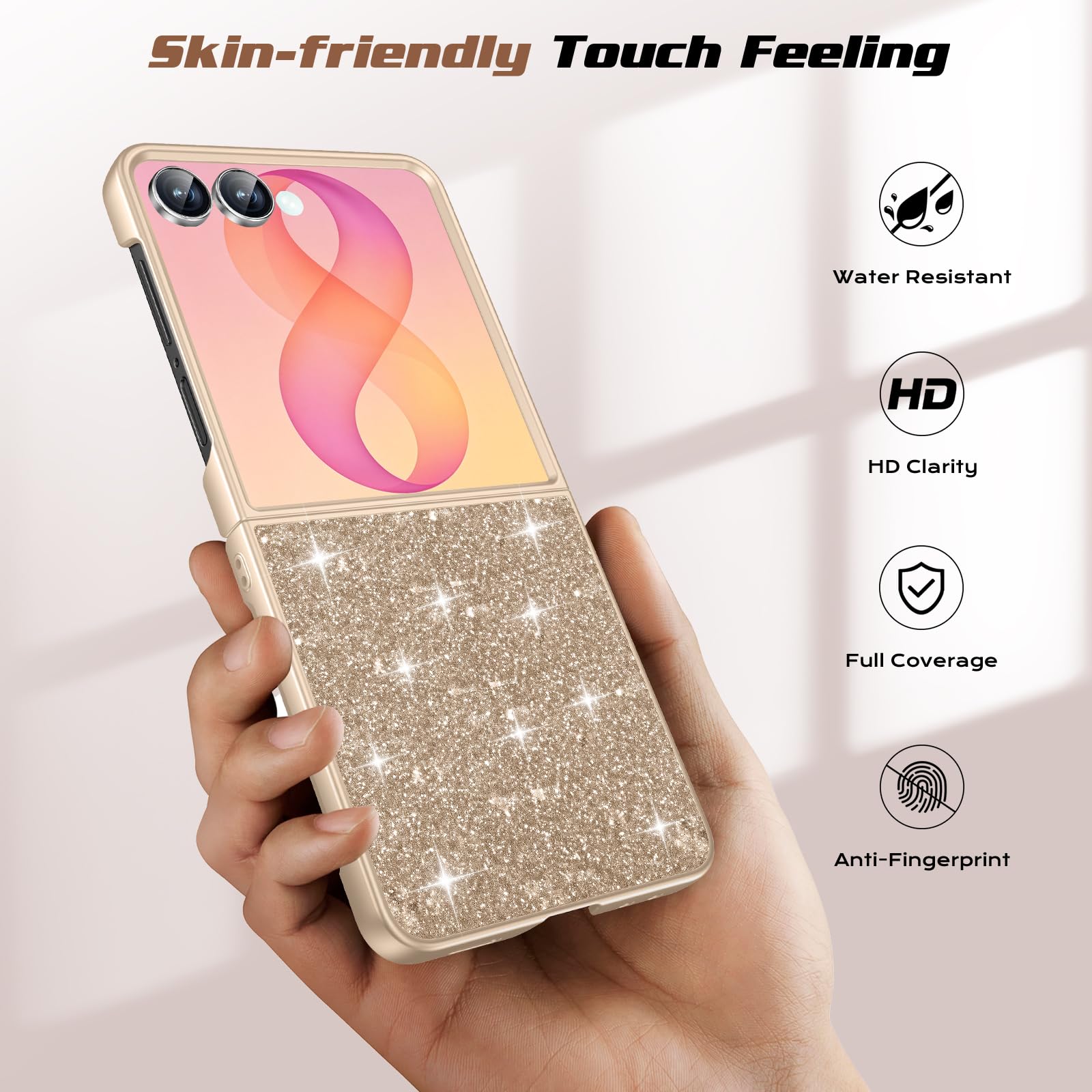 Custodia per Samsung Galaxy Z Flip 8, con brillantini (oro)