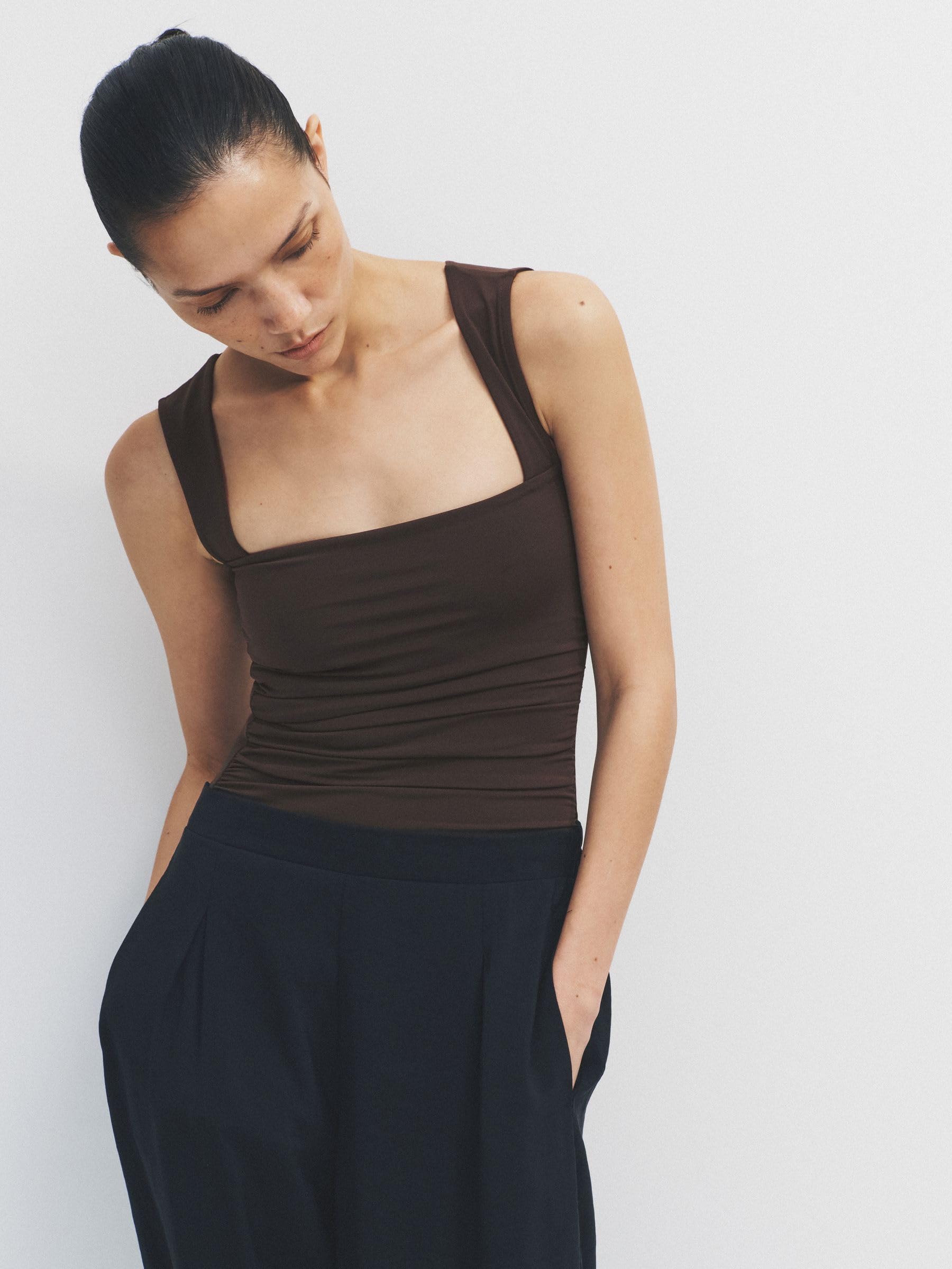 THE SET Donne Confezione da 2 body con scollo squadrato | Adulto, e arricciature, Short Sleeve, Button
