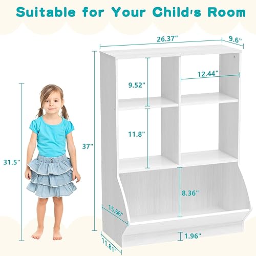 Miniatura 3 de EasyCom Organizador de almacenamiento de juguetes para niños con estantería, estantería para niños y estantería de almacenamiento, estante de