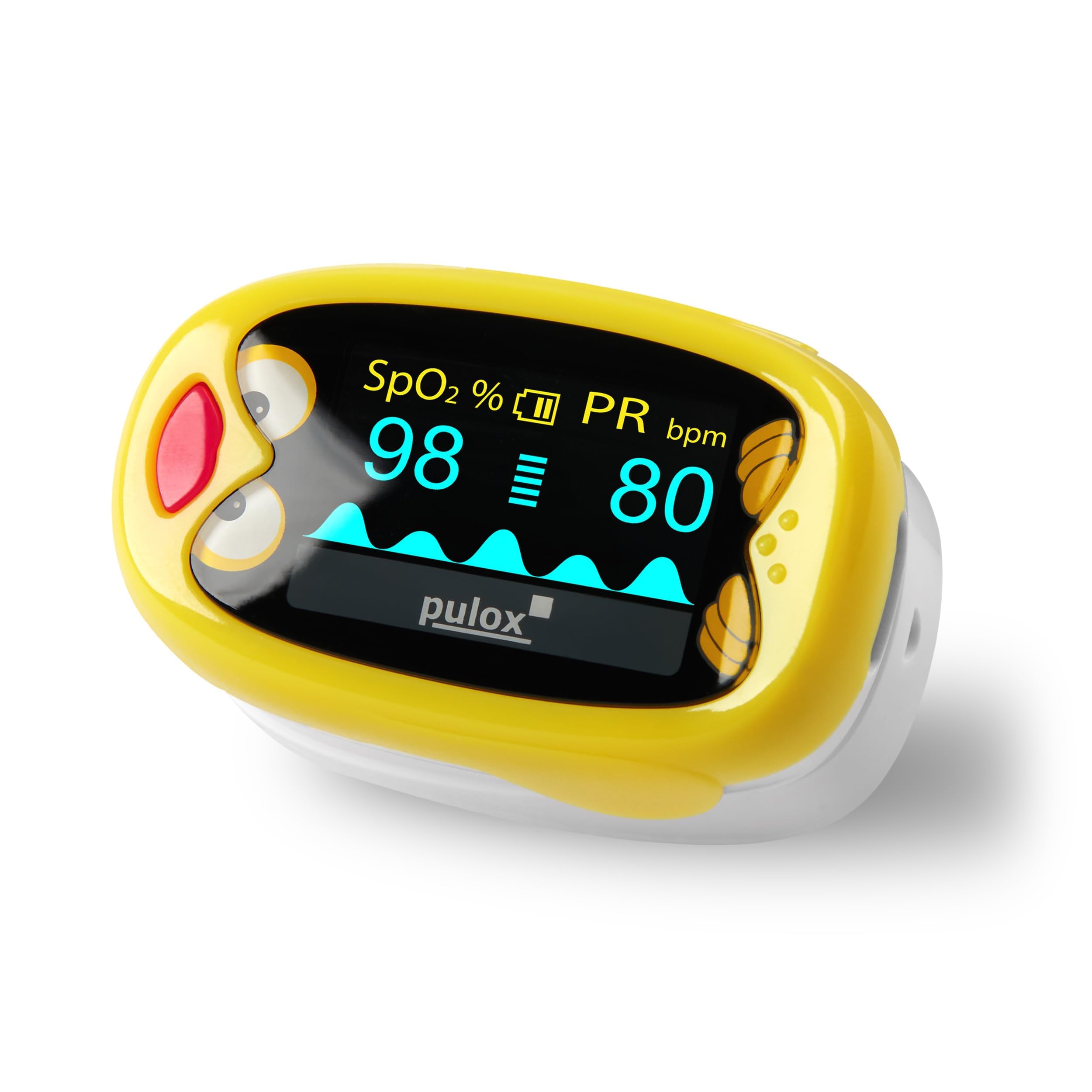 Pulox PO-210B Kinderpulsoximeter akkubetrieben mit Alarm | Finger-Pulsoximeter für Kinder und Kleinkinder, wiederaufladbar mit akustischer Warnfunktion