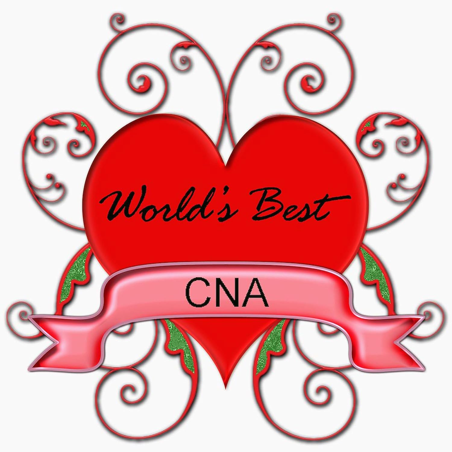 CafePress Worlds Best CNA Nurse With Heart Greeting Card (20-pack), Note Card with Blank Inside, Birthday Card Matte
