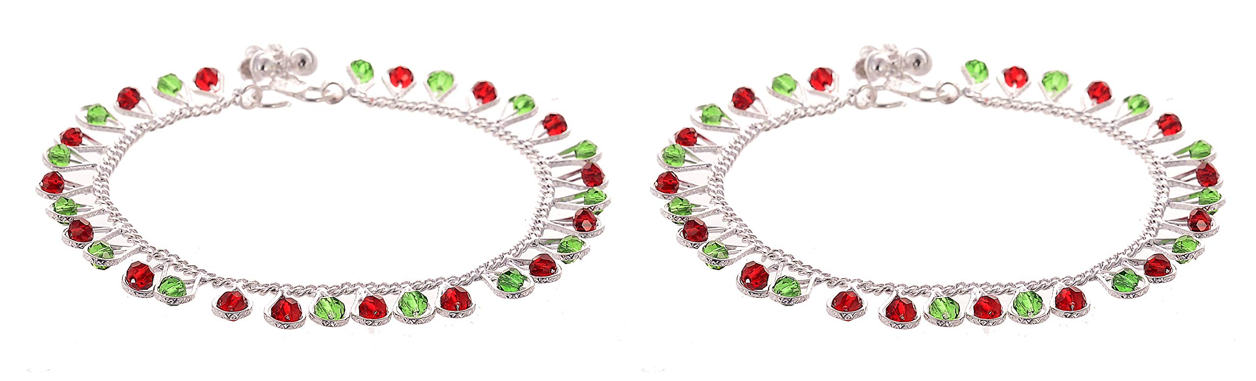 Handicraft Kottage® Traditional Silver Plated Stylish Party Anklet for Women/Girls (HK- Anklet 03-Red & Green) (B07PNL597Z) Amazon Price History, Amazon Price Tracker