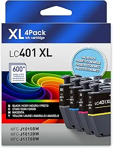 LC401XL Ink Cartridges for Brother Printer for Brother LC401 Ink Cartridges Brother Ink Cartridges LC401 Black Work with Brother MFC-J1010DW Ink Cartridges MFC-J1012DW MFC-J1170DW