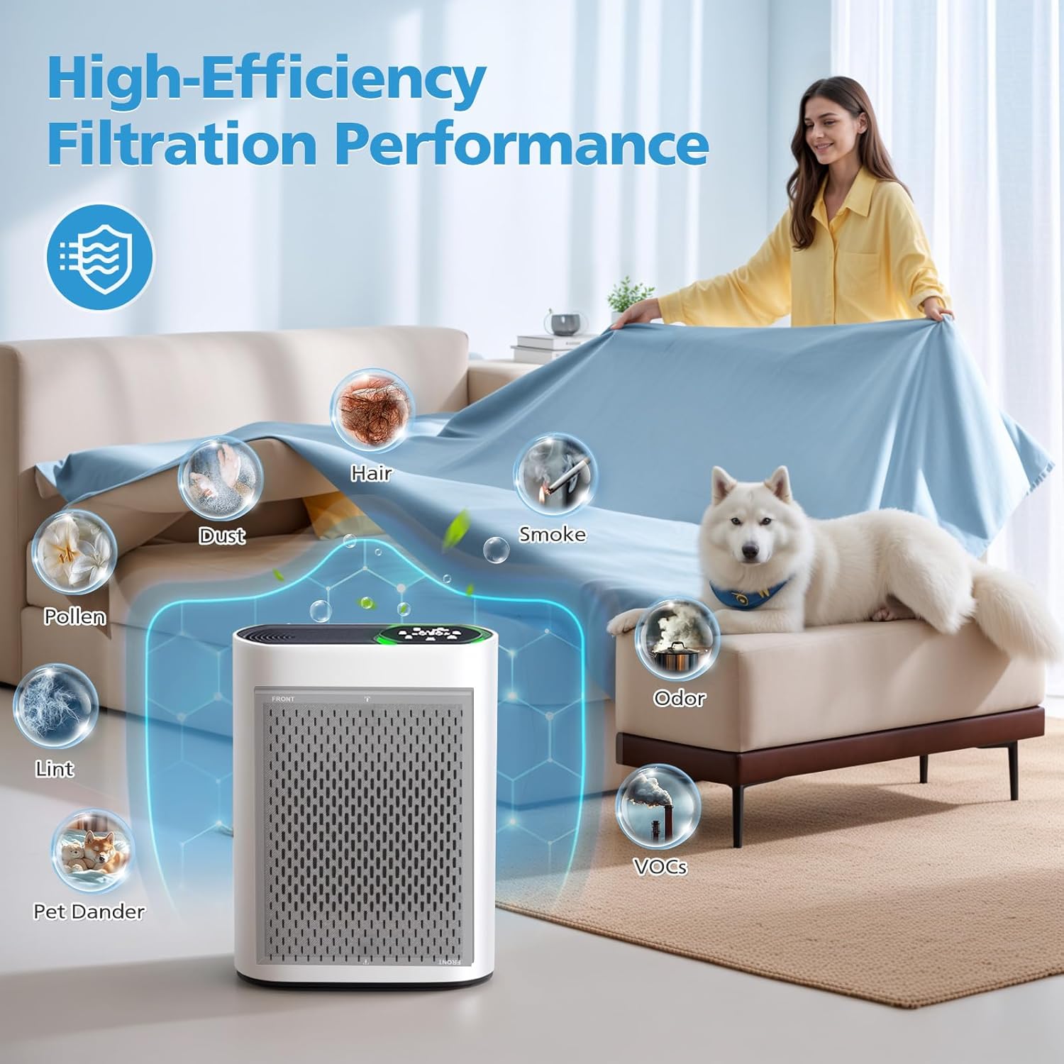 2 Pack HAP602 Replacement Filter Compatible with ECOSELF HAP602 / HAP602WF Air Purifier, Air Purifiers Replacement Filter for Home Large Room, # RF-HAP602-2P