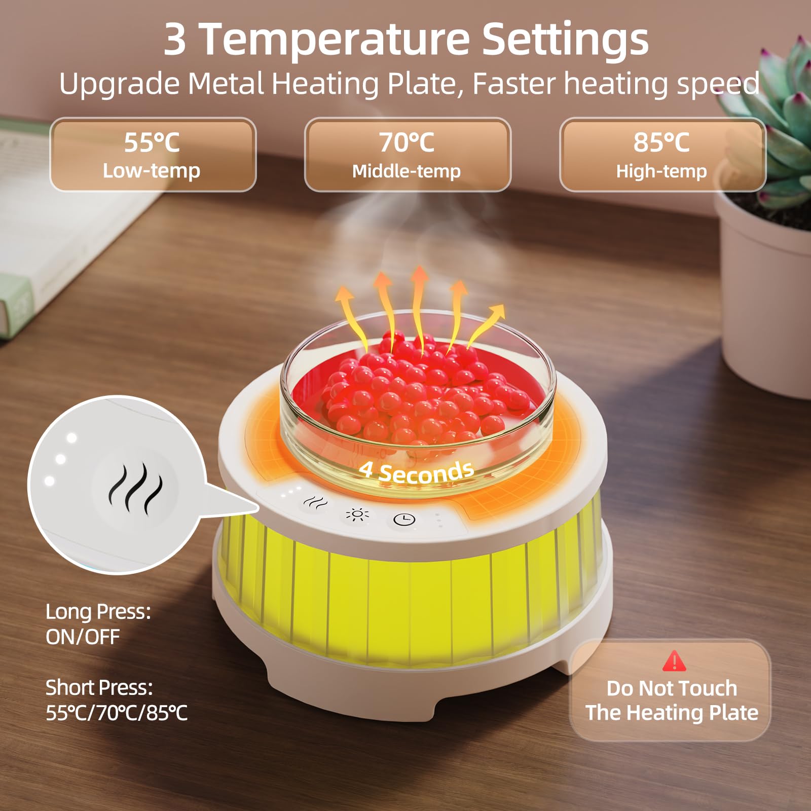 INXDOLHOM Scaldacera, Scalda Tazza con 7 Colori LED Cambiatore di Luce, Arrestatore Automatico, Scaldatore Candela Intelligente con 3 regolazioni di Temperatura,Lampada scalda Candela (Bianco)