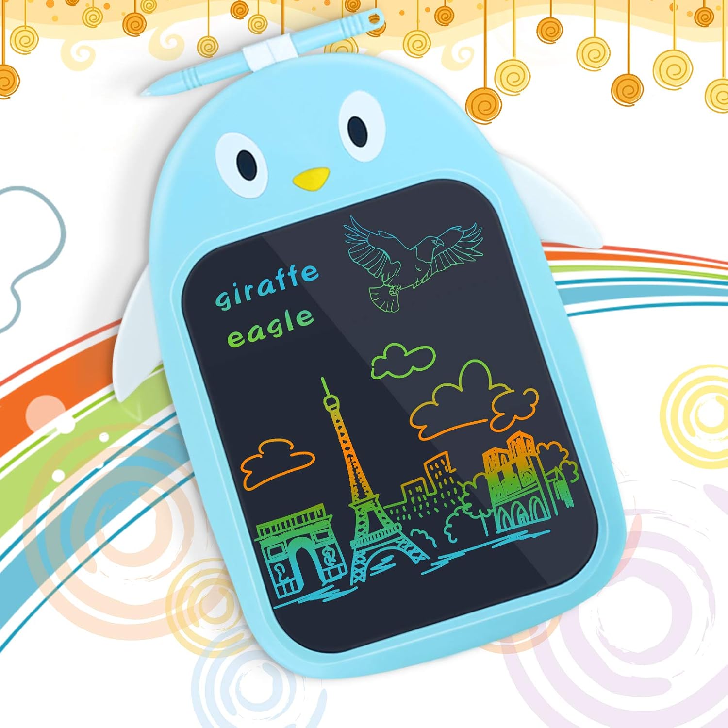 LCD Writing Tablet Toys for Kids, 9 inch Colorful Doodle Board for 3 4 5 6 7 8 Year Old Girls Boys, Educational Learning Drawing Scribble Board for Toddlers Kid Halloween Christmas Birthday Gift