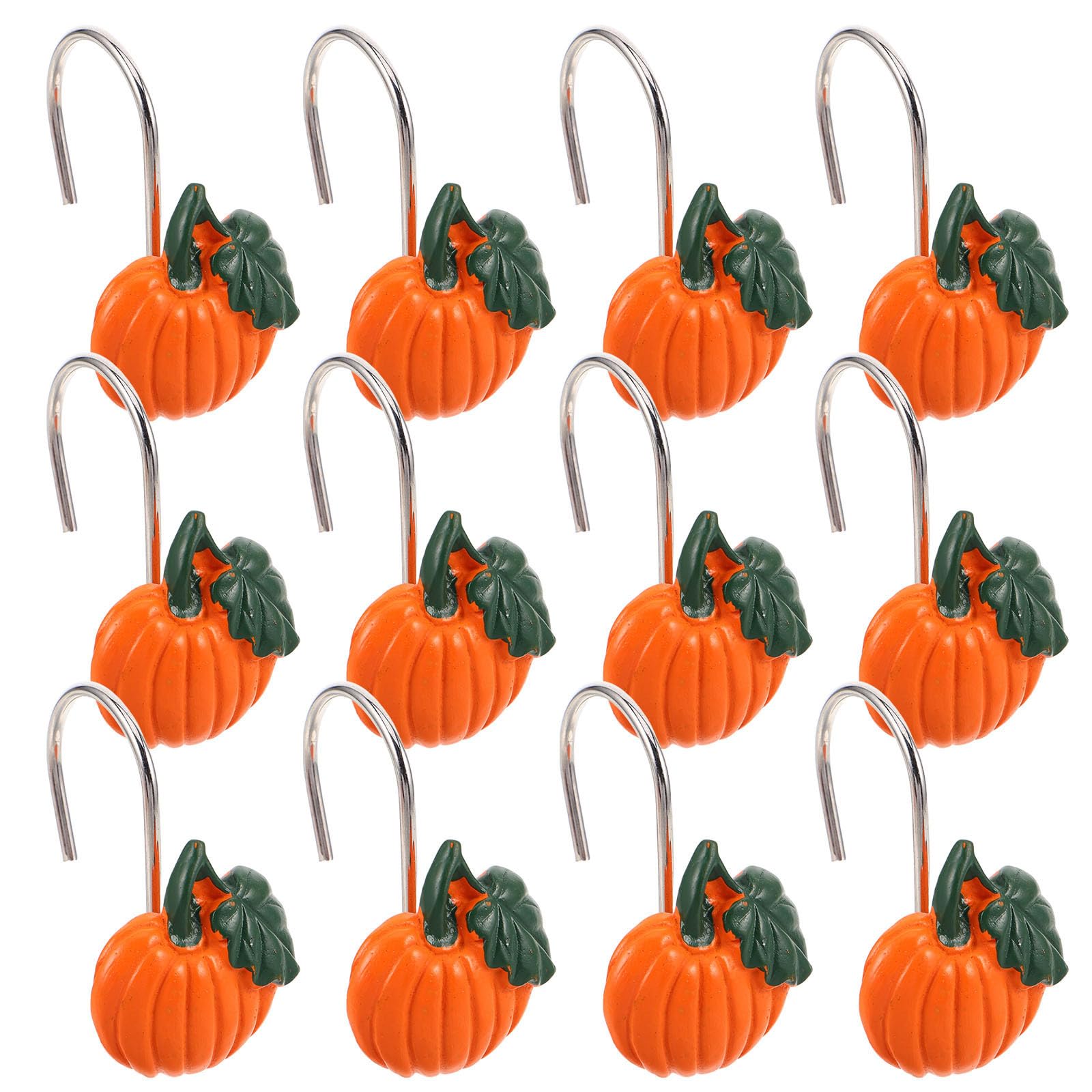 Ganchos de ducha para cortinas de baño decorativos de calabaza naranja, 12 uds