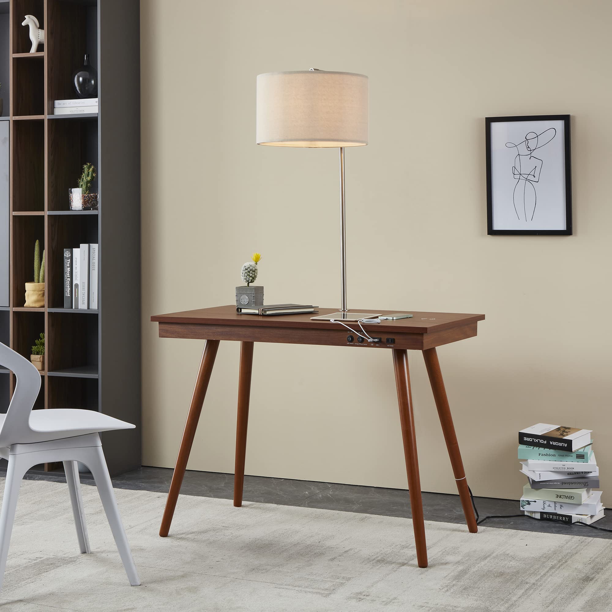 Buy Future 39" Mid Century Desk for Home Office, Office Desk with USB