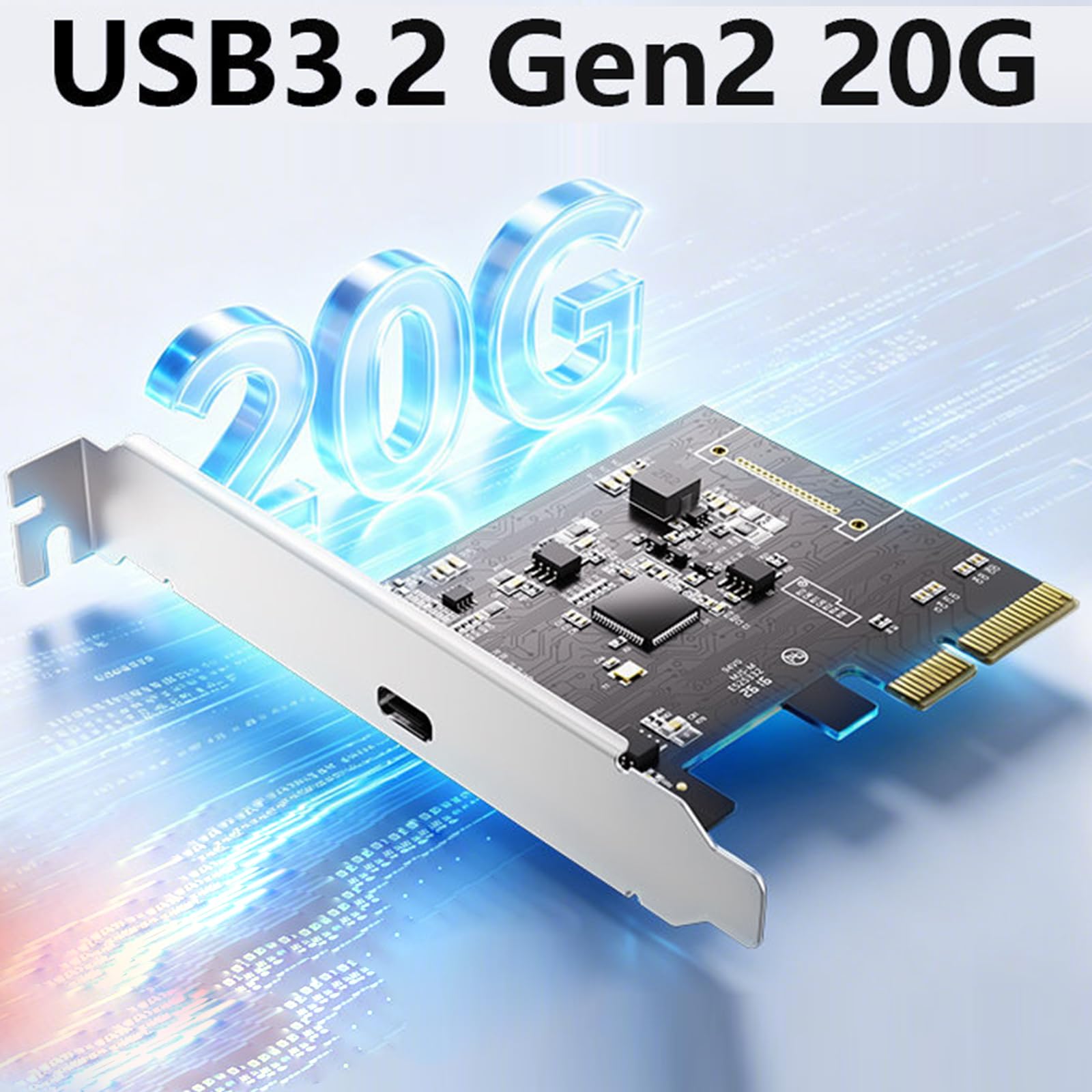 Scheda Adattatore PCIExpress 4X a USB Type C 3.2 Gen 2 per trasferimento rapido dei Dati Scheda espansione USB C velocità a 20 Gbps