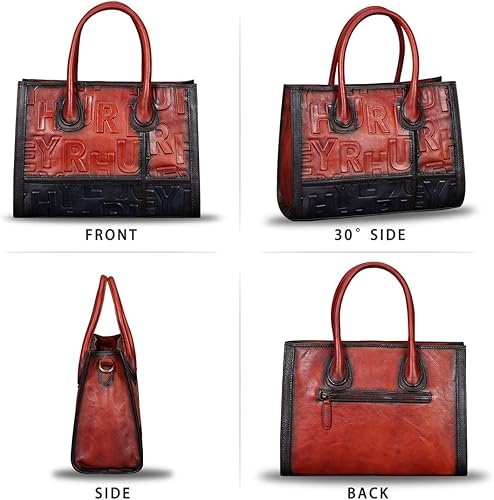 Miniatura 5 de Monederos y bolsos de cuero genuino para mujer, bolso de mano vintage de cuero real, bolso de hombro con asa superior