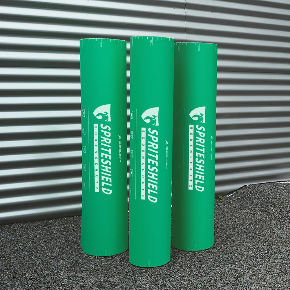 Sheeldify™ Spriteshield™ Protector de suelo resistente 1 m x 30 m, color verde, fieltro de pintor, antideslizante, para renovación de mudanzas, protección profesional, protección de superficies