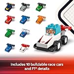 LEGO DUPLO Town F1 Voitures de course d'équipe & Drivers Construction de blocs Playset - Voitures de jouets pour enfants, garçons et filles, âges 2+ - Cadeau d'apprentissage et d'éducation pour les écoles maternelles - 10445