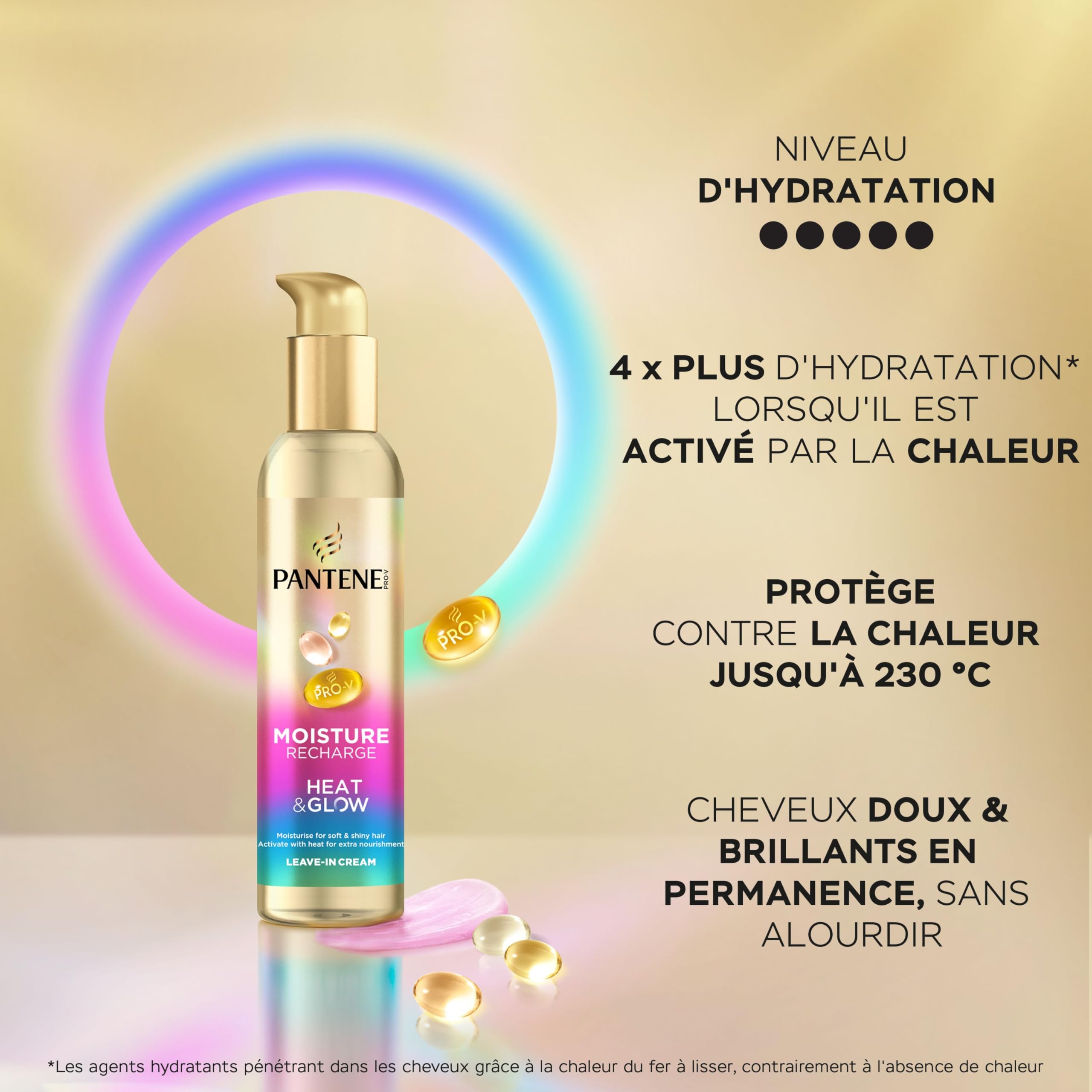 Crème Sans Rinçage Pantene Pro-V Hydra Boost Heat & Glow 135ml. Protège contre l'humidité, les frisottis et la chaleur. Avec formule Pro-V activée par la chaleur. - 5