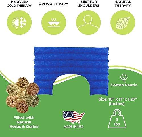 Miniatura 4 de Envoltura para hombro y cuello, cojín de calor herbario natural, reutilizable para terapia caliente y fría, microondas o congelador, de Nature