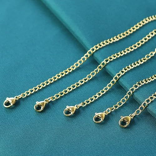 Miniatura 7 de 5 extensores de collar de acero inoxidable dorado para pulsera, tobillera, extensores de cadena de acero inoxidable para fabricación de joyas (2, 3,
