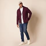 Amazon Essentials Cardigan a Maniche Lunghe con Collo a Scialle Uomo, Bordeaux, XL - 8