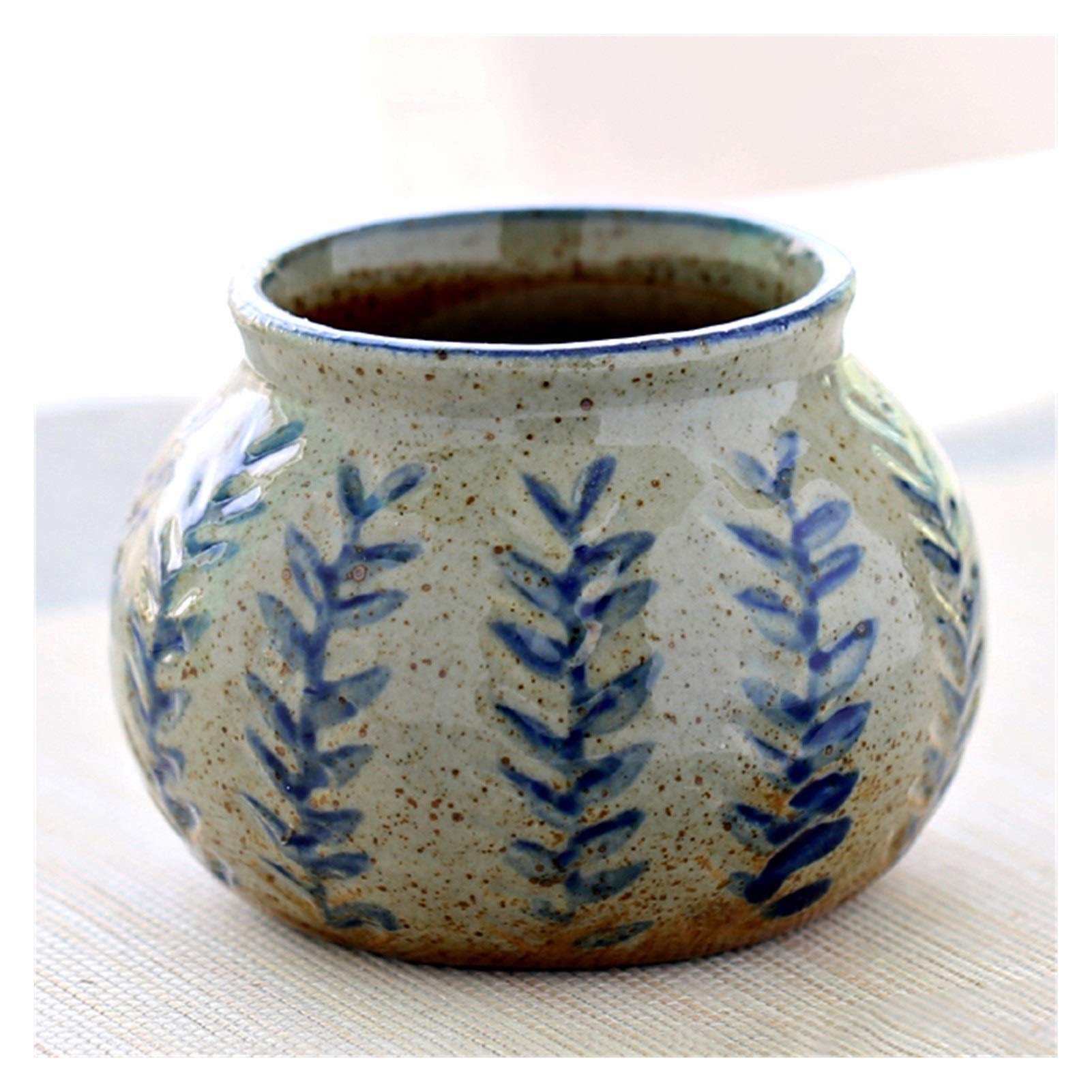 Garden Pots Indoor Outdoor Vintage Ceramic Flower Pot Chinese Style Plant Container Planter Flower Vase Garden Balcony Decor Succulents Garden Statue Sculpture, 10.6x10.7x7.7cm LCPET